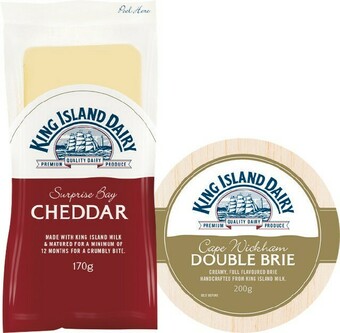 Woolworths King Island Brie, Camembert or Cheddar Cheese Varieties 170-200g – From the Deli offer