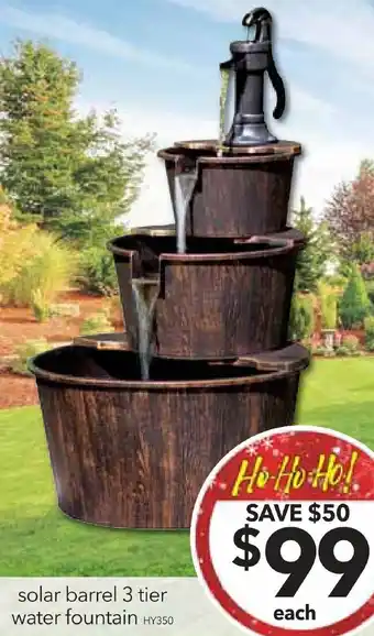 Cheap as Chips solar barrel 3 tier water fountain offer