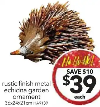 Cheap as Chips rustic finish metal echidna garden ornament offer