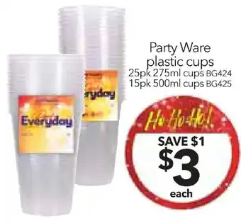 Cheap as Chips Party Ware plastic cups offer