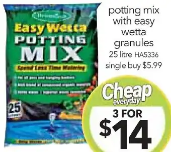 Cheap as Chips potting mix with easy wetta granules offer