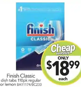Cheap as Chips Finish Classic dish tabs 110pk regular or lemon offer