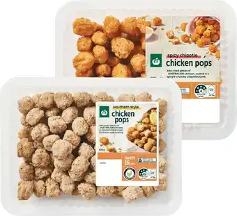 Woolworths Woolworths Southern Style or Spicy Chipotle Chicken Pops 400g – From the Meat Dept offer