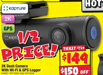 JB Hi-Fi 2K Dash Camera With Wi-Fi & GPS Logger offer