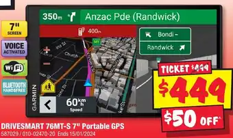 JB Hi-Fi DRIVESMART 76MT-S 7" Portable GPS offer