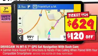 JB Hi-Fi DRIVECAM 76 MT-S 7" GPS Sat Navigation With Dash Cam offer