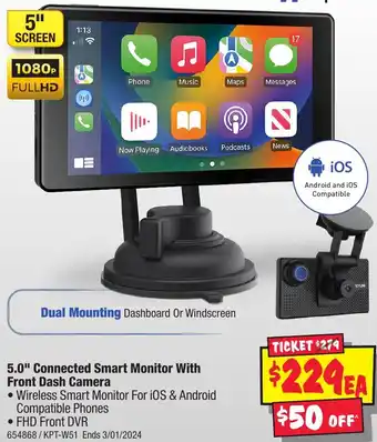 JB Hi-Fi 5.0" Connected Smart Monitor With Front Dash Camera offer