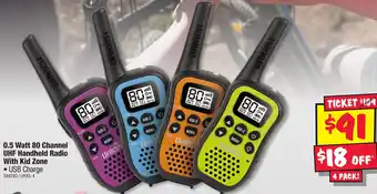 JB Hi-Fi 0.5 Watt 80 Channel UHF Handheld Radio With Kid Zone offer