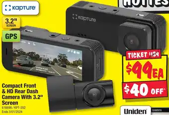 JB Hi-Fi Compact Front & HD Rear Dash Camera With 3.2" Screen offer