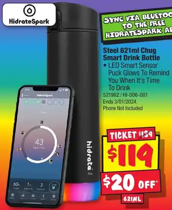 Steel 621ml Chug Smart Drink Bottle