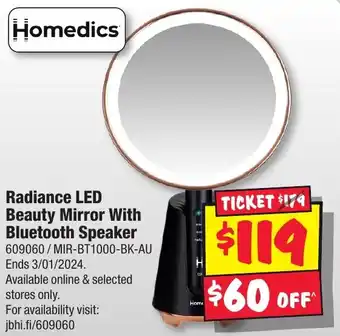 JB Hi-Fi Radiance LED Beauty Mirror With Bluetooth Speaker offer