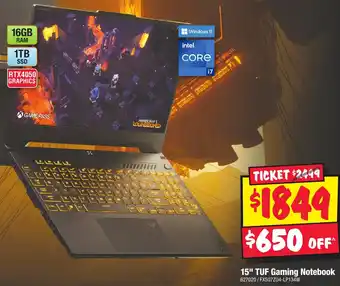 JB Hi-Fi 15" TUF Gaming Notebook offer
