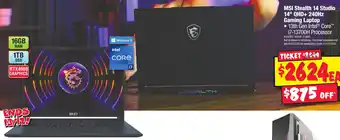 JB Hi-Fi MSI Stealth 14 Studio 14" QHD+ 240Hz Gaming Laptop offer