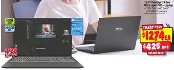 JB Hi-Fi 13.3" Prestige 13 Evo Ultra Light FHD+ Laptop offer
