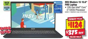JB Hi-Fi MSI Modern 15 15.6" FHD Laptop offer