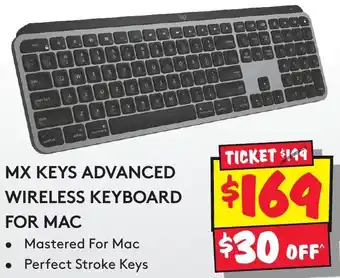 JB Hi-Fi MX KEYS ADVANCED WIRELESS KEYBOARD FOR MAC offer
