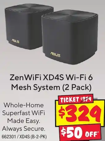 JB Hi-Fi ZenWiFi XD4S Wi-Fi 6 Mesh System offer