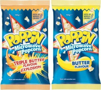 Coles Poppin Microwave Popcorn 100g offer