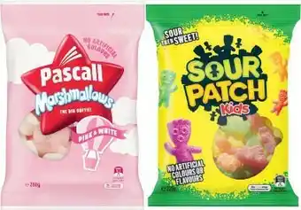 Coles Sour Patch or Pascall Family Bag 150g-350g offer