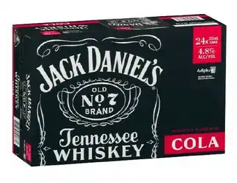 Coles Jack Daniel’s & Cola Cans 24x375mL offer