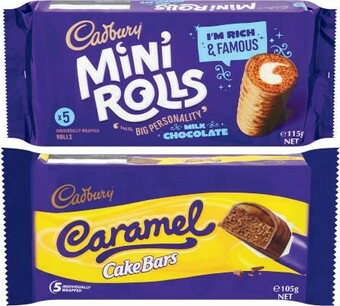 Coles Cadbury Cake Bars or Rolls 105g-130g offer