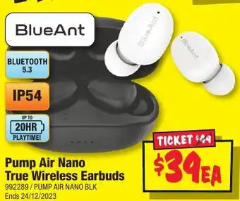 JB Hi-Fi Pump Air Nano True Wireless Earbuds offer