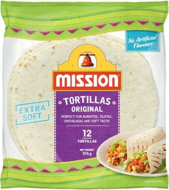Coles Mission Tortillas Original 12 Pack 576g offer