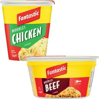 Coles Fantastic Noodles Cup 70g or Bowl 85g offer