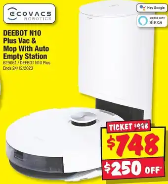 JB Hi-Fi DEEBOT N10 Plus Vac & Mop With Auto Empty Station offer
