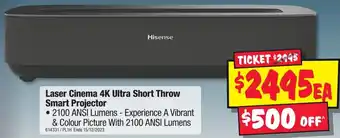 JB Hi-Fi Laser Cinema 4K Ultra Short Throw Smart Projector offer