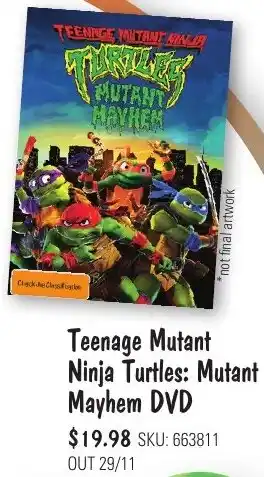 JB Hi-Fi Teenage Mutant Ninja Turtles: Mutant Mayhem DVD offer