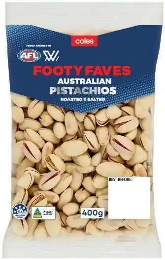 Coles Footy Faves Australian Roasted & Salted Pistachios 400g Pack