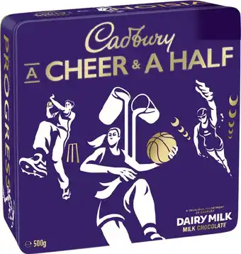 IGA Cadbury dairy milk chocolate tin 500g or favourites games sports edition tin 600g offer