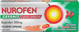 IGA Nurofen zavance ibuprofen 200mg liquid capsules 10 pack offer