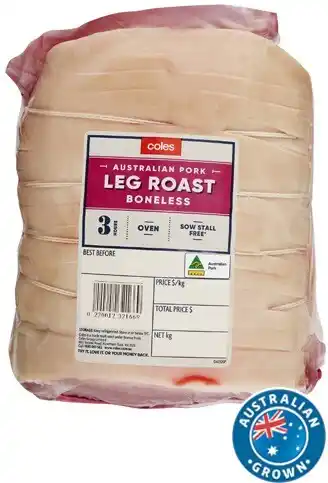 Coles Coles australian pork leg roast boneless offer