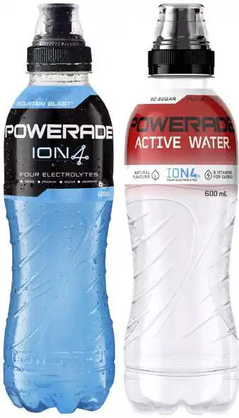 Coles Powerade sports drink or active water 600ml offer