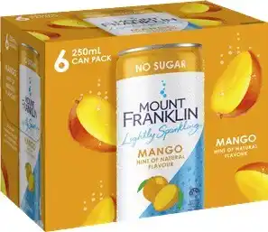 Coles Mount franklin lightly sparkling mini cans 6x250ml offer