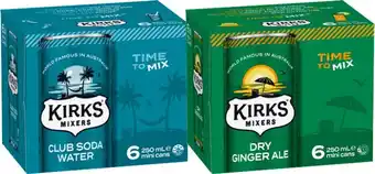 Kirks mixers or soda water 6x250ml