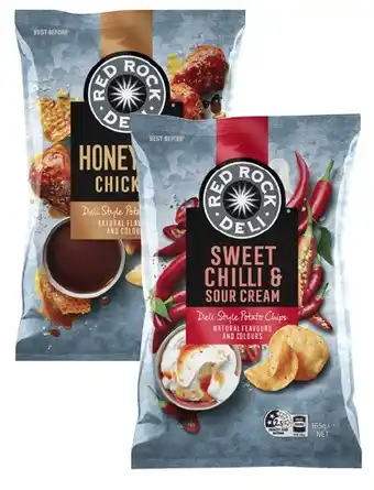 Coles Red rock deli potato chips 150g-165g offer