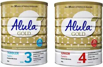 Coles Alula gold stage 3 or 4 milk drink 900g offer