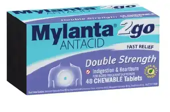 Mylanta 2go tablets double strength 48 pack