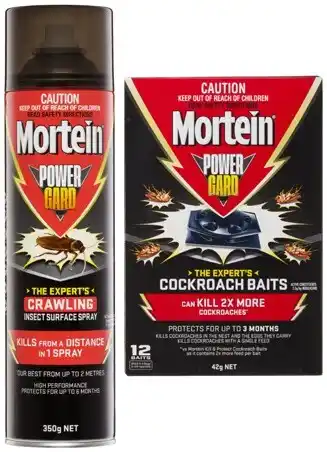 Coles Mortein powergard crawling insect surface spray 350g or cockroach baits 12 pack offer