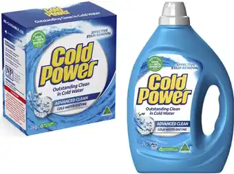 Coles Cold power laundry liquid 2 litre or powder 2kg offer