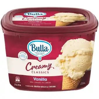 Woolworths Bulla creamy classics 2 litre – from the freezer offer