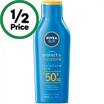 Woolworths Nivea protect & moisture lock sunscreen lotion spf50+ 400ml^ offer