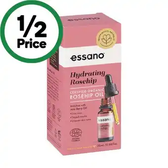 Woolworths Essano certified organic rosehip oil 20ml offer