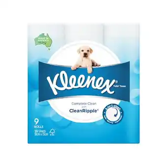 Woolworths Kleenex complete clean toilet paper pk 9 offer