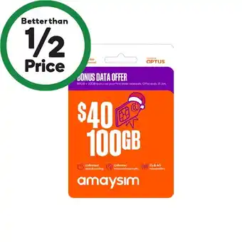 Woolworths Amaysim $40 starter pack§ offer