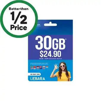 Woolworths Lebara starter kit xs $24.90 offer