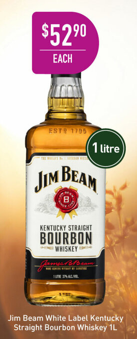 Dan Murphy's Jim Beam white Label Kentucky Straight Bourbon Whiskey 1L offer